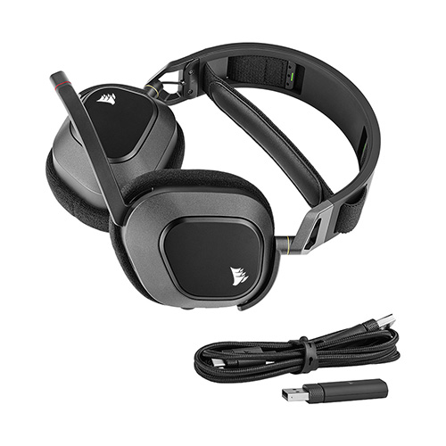 CORSAIR HS80 RGB 무선 게이밍 헤드셋 (블랙, 정품)_이미지