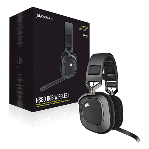 CORSAIR HS80 RGB 무선 게이밍 헤드셋 (블랙, 정품)_이미지