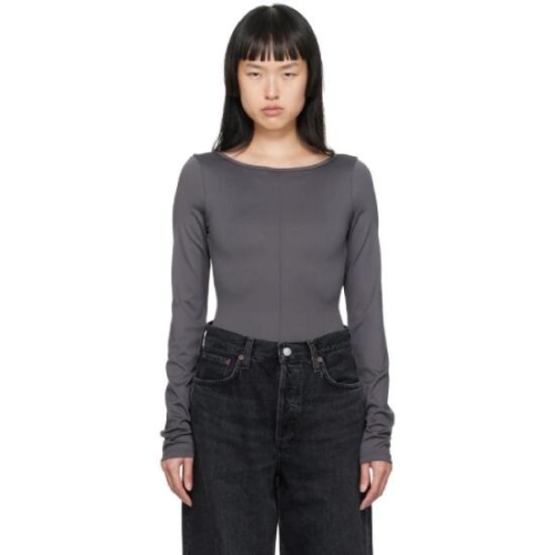에이골디 여성 그레이 폴레트 바디수트 232214F358001