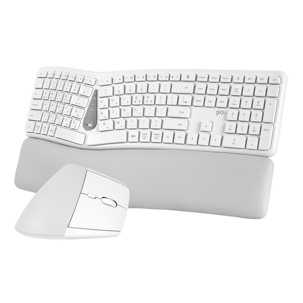 지클릭커 OFFICEPRO EMK300 인체공학 무선 키보드 마우스 세트 (화이트)_이미지