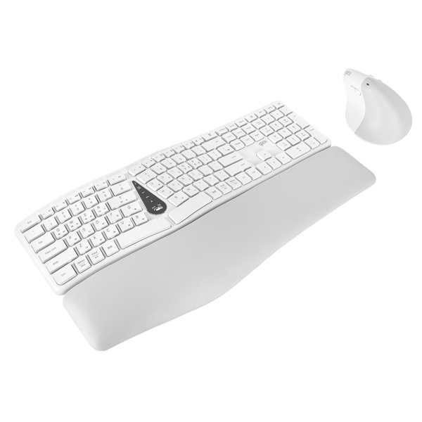 지클릭커 OFFICEPRO EMK300 인체공학 무선 키보드 마우스 세트 (화이트)_이미지