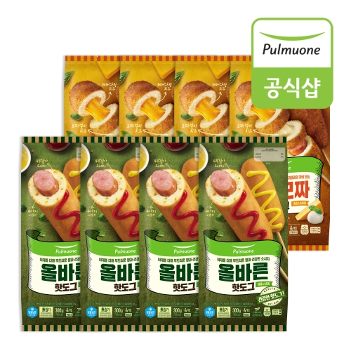 풀무원 핫도그 2종 올바른+체다모짜 32개 혼합구성