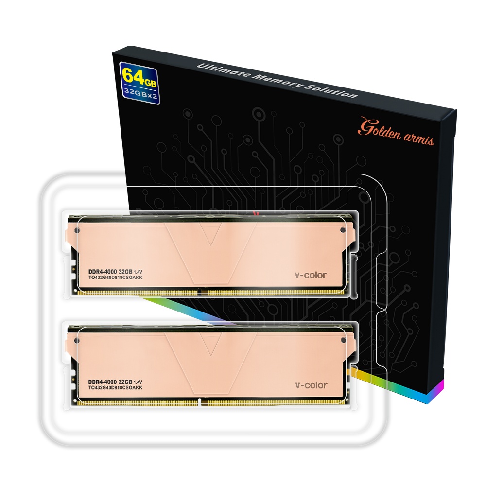 V-Color DDR4-4000 CL18 스카이워커 플러스 골든아미스 패키지 (64GB(32Gx2))