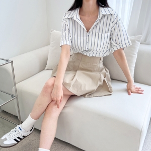 피턴진 179st.wKSS 6258 여자프렌치 린넨밴딩 반바지_이미지
