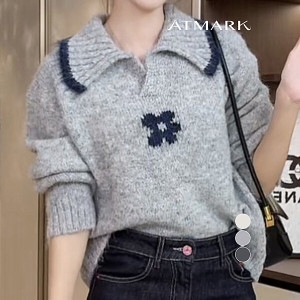 앳마크 플라워라인배색카라니트_AA59KN029G_이미지