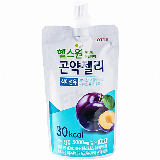 롯데웰푸드 헬스원 곤약젤리 식이섬유 푸룬맛 130g (6개)