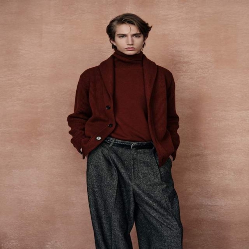 LF 닥스 남성 울캐시 트위드 숄카라 가디건_DMSW5D036CM