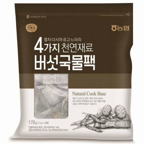 농협식품 아름찬 4가지 천연재료 버섯국물팩 170g (30개)