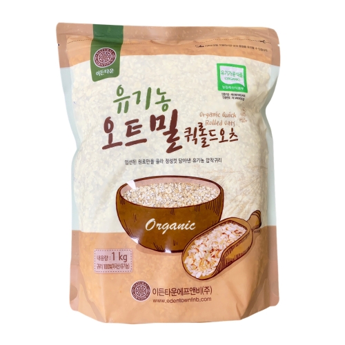 이든타운에프앤비 유기농 오트밀 퀵롤드오츠 1kg 1개_이미지