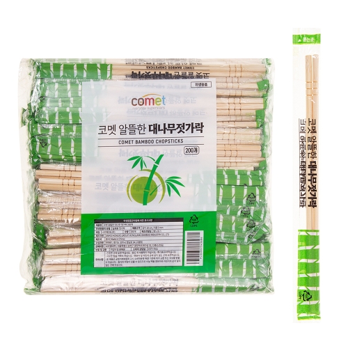 코멧 알뜰한 개별포장 대나무 젓가락 1개입 200개
