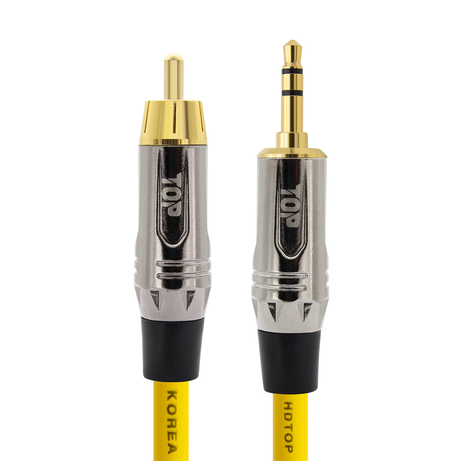 탑라인에이치디 HDTOP 메탈 RCA to 3.5 스테레오 케이블 옐로우 (5m, HT-TP5087)_이미지