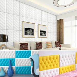 [불명] 단추헤드쿠션 폼블럭 접착식 단열벽지 시트지 벽돌_이미지