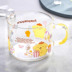 산리오 폼폼푸린 컬러 손잡이 유리컵 450ml_이미지