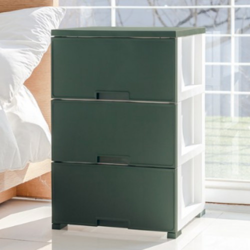 모던 우디 플라스틱 서랍장 3단