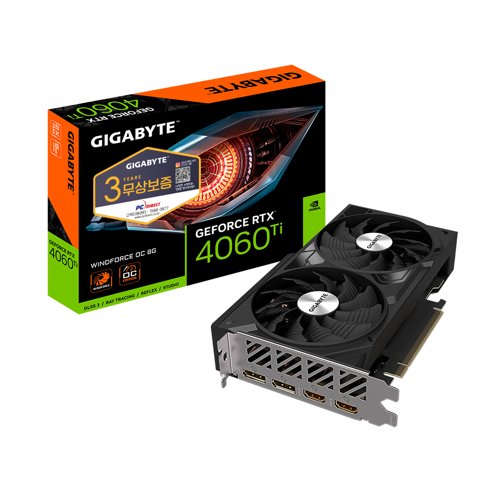 GIGABYTE 지포스 RTX 4060 <b>Ti</b> WINDFORCE OC D6 8GB 피씨디렉트