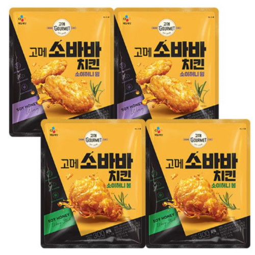 CJ제일제당 고메 소바바치킨 소이허니 봉 300g x 2개+소이허니 윙 300g x 2개 (1개)