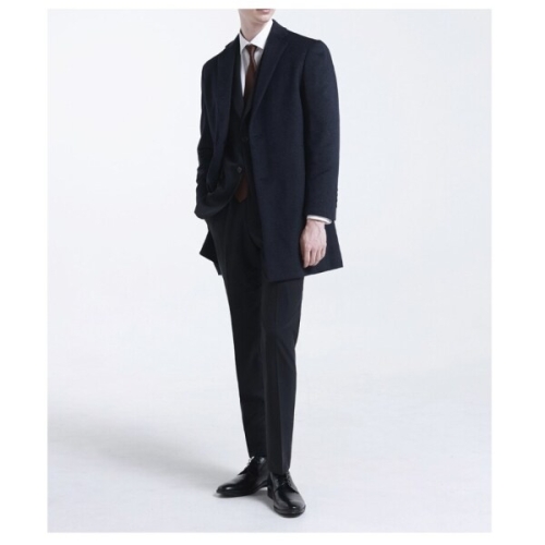 맨잇수트 블루 멜란지 울 혼방 누빔 코트 MAED33171