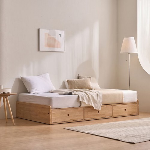 핀란디아 메이트 원목 무헤드 수납 침대 SS