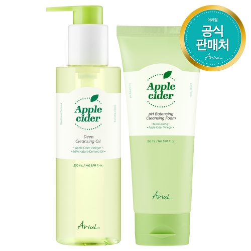 아리얼 애플사이다 클렌징 오일 200ml + 클렌징폼 150ml