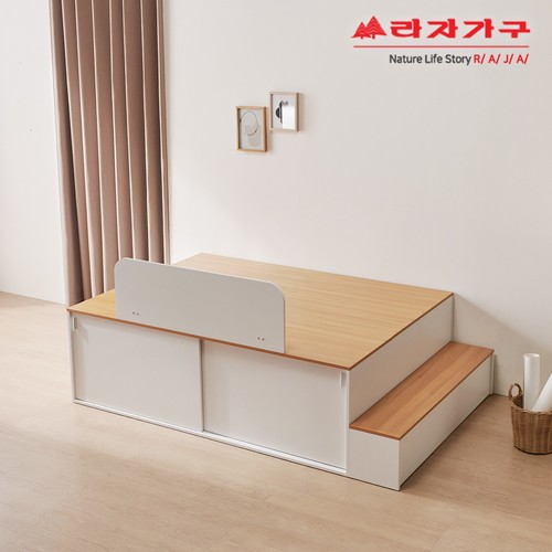 라자가구 비바 메가 수납 슬라이딩 침대 Q+가드+계단 (본넬스프링)_이미지