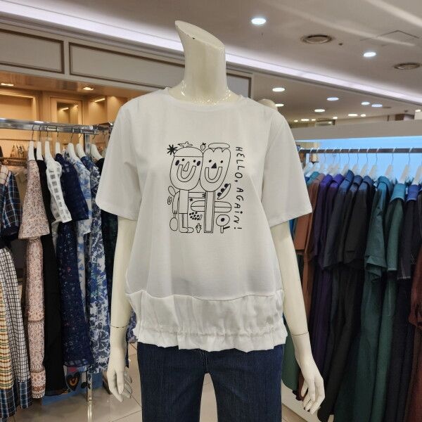 신원 베스띠벨리 프린트배색티셔츠BKBAE9850WH_BP_이미지