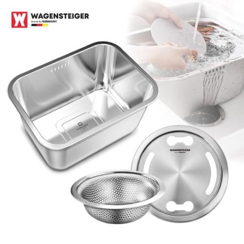 바겐슈타이거 스텐304 설거지통10L + 스텐304 배수구망+커버