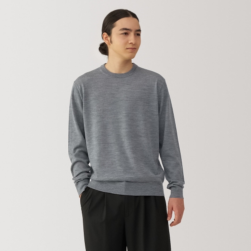 무인양품 MUJI 남성 워셔블 울 하이 게이지 크루넥 스웨터 AA0PDA4A