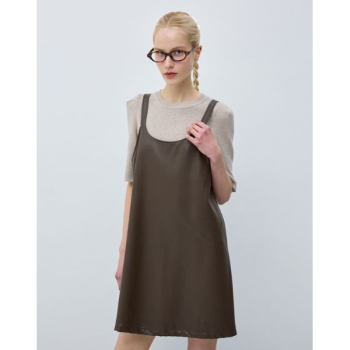 르샵 니트 나시 레더 미니 원피스-L2F15LOP600_이미지