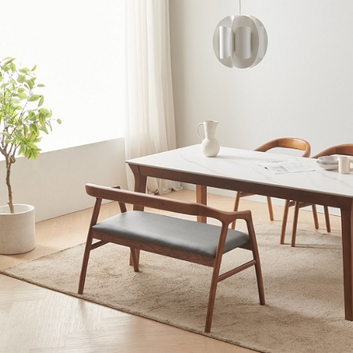 이홈데코 에보아르 양면 포세린 세라믹 애쉬 원목 식탁 1400 (의자2개+벤치1개)_이미지