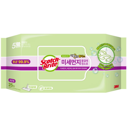 3M 스카치브라이트 베이직 미세먼지 물걸레 청소포 더블액션 플러스 표준형 25매 (2개)_이미지