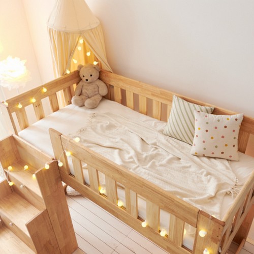 플라망 헤라 고무나무 수납계단 2층침대 SS (매트별도)_이미지