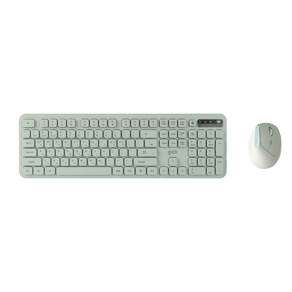 지클릭커 오피스프로 WMK760 사일런스L 무선 키보드 마우스 세트 (그린)_이미지