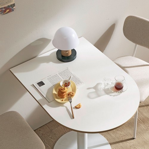 웰퍼니쳐  플루이드 자작엣지 반원 식탁 700 (의자별도)