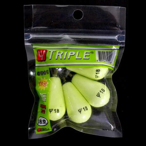 트리플 물방울형 야광 회전 봉돌 K-908 (18호, 4개)