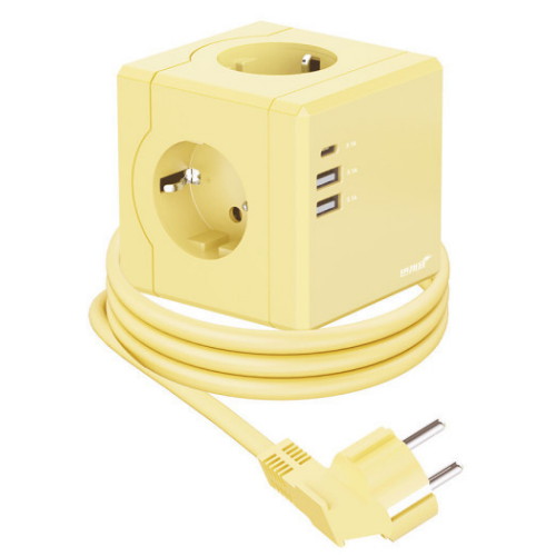 금호전기 번개표 3구 USB 고용량 큐브 멀티탭 (1.8m)_이미지