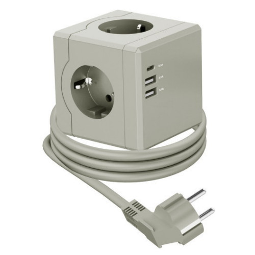 금호전기 번개표 3구 USB 고용량 큐브 멀티탭 (1.8m)_이미지