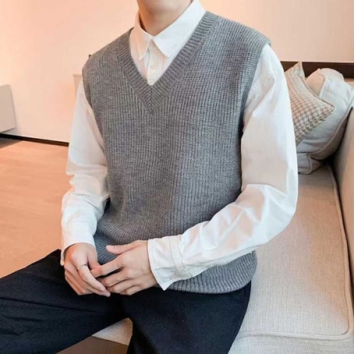 라일리 Rly 남자 패션 니트 조끼 셔츠 레이어드 남친룩 스타일링 23581899