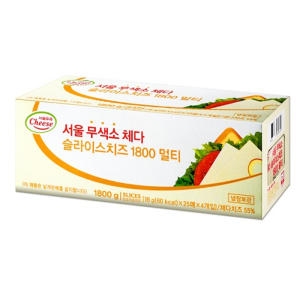서울우유 무색소 체다 슬라이스 치즈 멀티 100매입 1.8kg (1개)