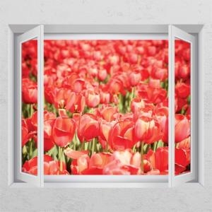 꾸밈 ih341-튤립의 온화한 인사_창문그림액자_뮤럴시트지-꾸