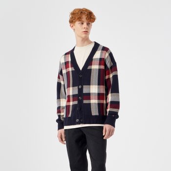 타미힐피거 남성 오버핏 체크 가디건 T12D6KCD330MT2
