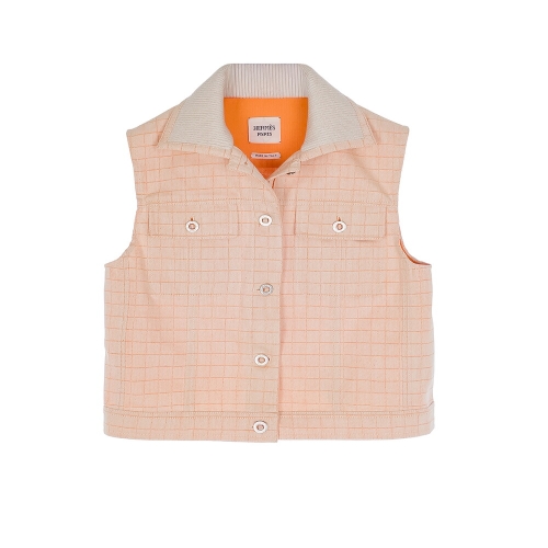 엘러브 새상품 태터솔 슬리브리스 데님 베스트 36 블랑나뛰렐/오렌지 5HA1039