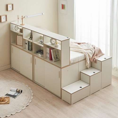 에보니아 이노 파티션 슬라이딩 빅수납 기본형 침대 SS