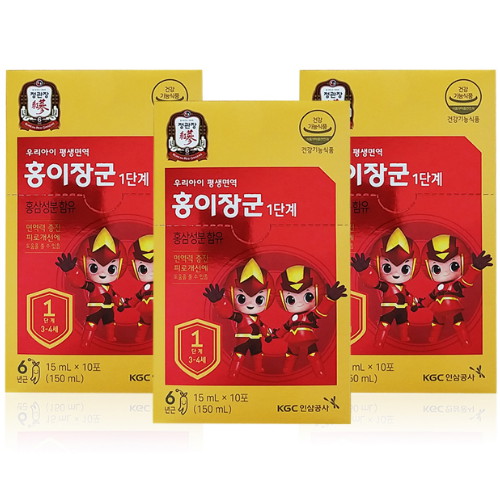 한국인삼공사 정관장 홍이장군 1단계 15ml 10포 (겉케이스 미포함) (3개)