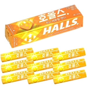 호올스 HALLS 스틱 멘톨 사탕 졸음방지 캔디 허니레몬 10개_이미지