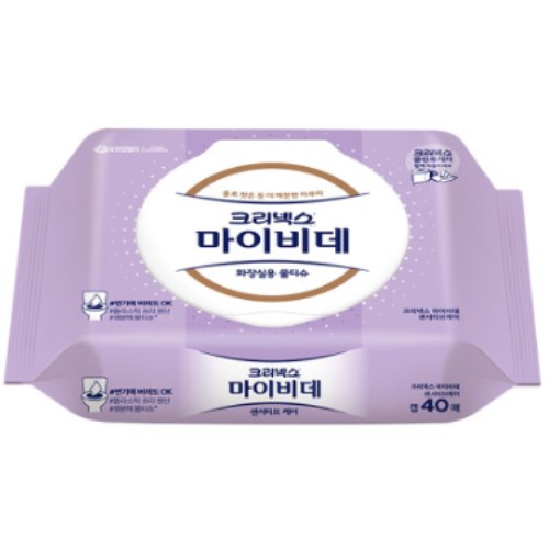 유한킴벌리 크리넥스 마이비데 센서티브케어 화장실용 물티슈 캡형 40매 (36팩)