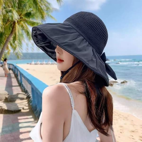 PJV707Q6 여름 예쁜 리본 자 바캉스 자 밀짚햇