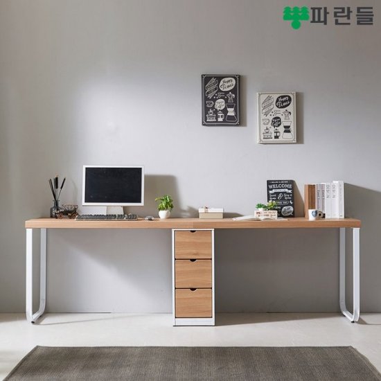 파란들 서랍통 2인용 책상세트 (2200x550)_이미지