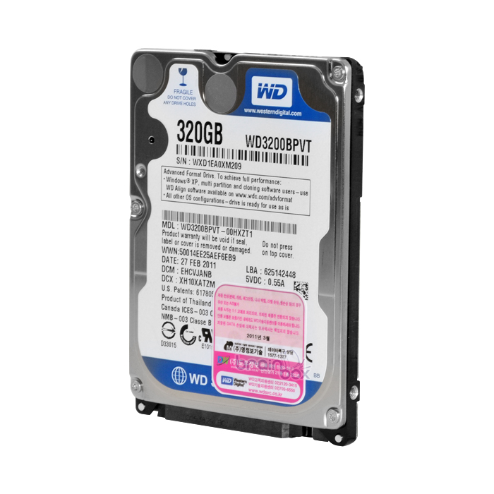 Western Digital WD MOBILE Blue SATA2/5400/8M/노트북용 (WD3200BPVT, 320GB)_이미지