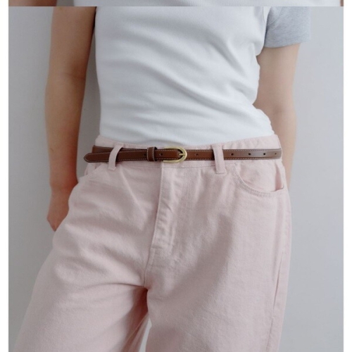 여성 20mm 브라운 소가죽 슬림 여성벨트 JABE5F111W2