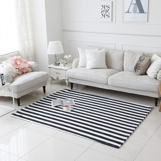 스칸디앤홈 스트라이프 모던카페트 화이트블랙 (230x170cm)